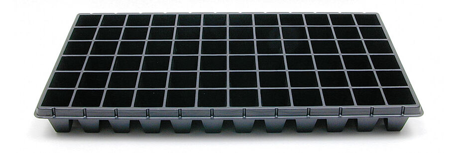 Black 72-cell tray for starting seeds.