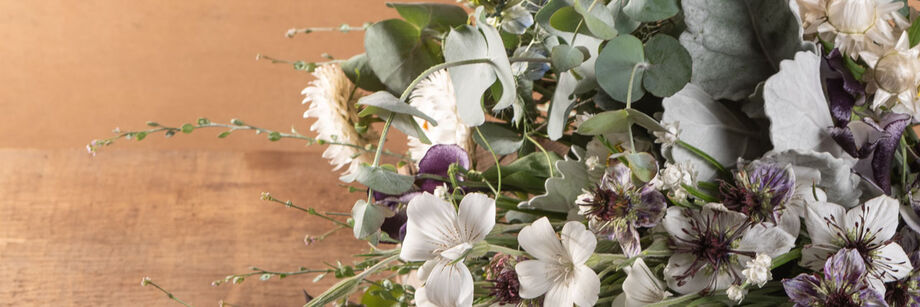 A bouquet of silver and gray flowers.