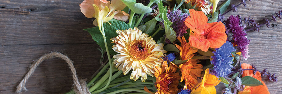A bouquet of edible flowers grown from Johnny's edible flower seeds.