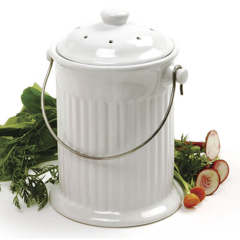 Ceramic White – 4 Qt. - Compost Keeper