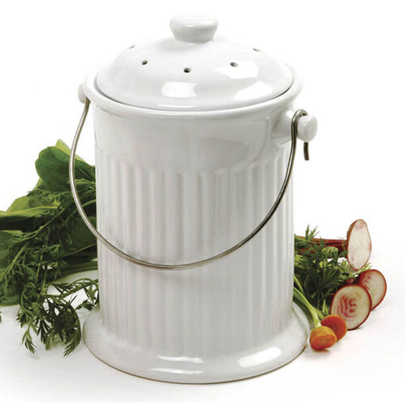 Ceramic White – 4 Qt. Compost Bins & Accessories