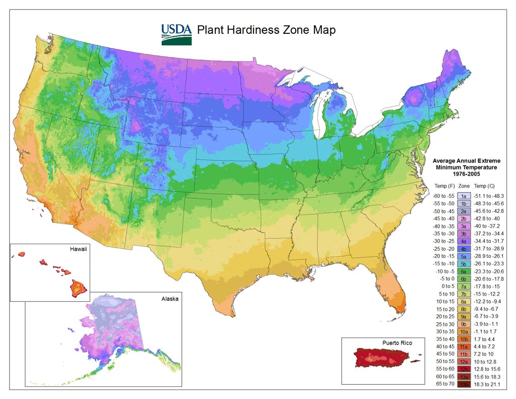 USDA Plant Hardiness Zone Map