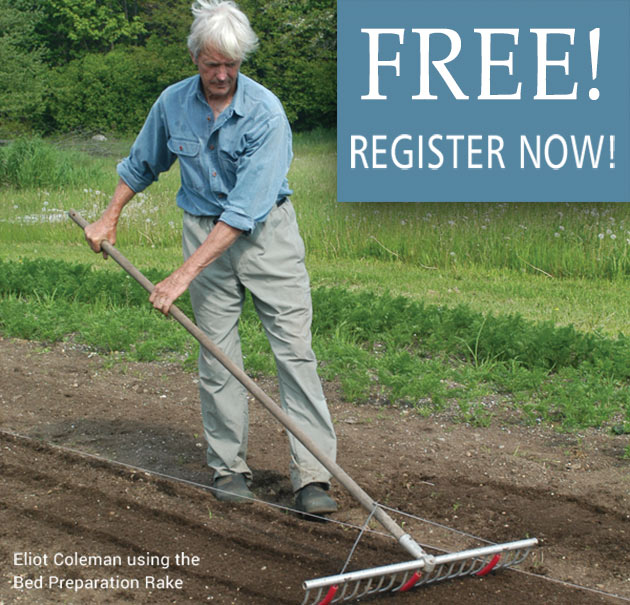 Eliot Coleman using the Bed Preparation Rake