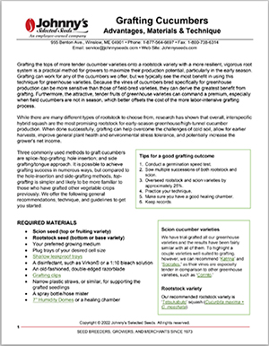 Cucumber Grafting • Tech Sheet (PDF)