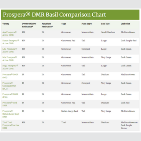 Prospera® DMR Basil Comparison Chart