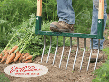 The Harvest Broadfork is designed to make harvesting root crops easier.