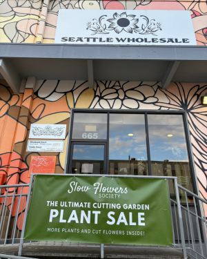 sign for the Slow Flowers Spring Plant Sale