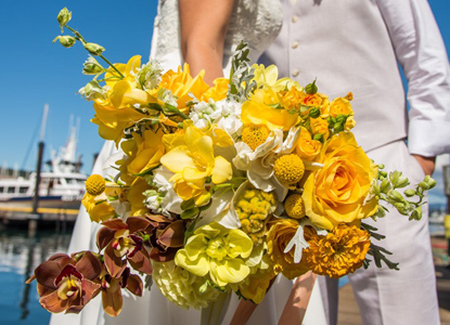 All-yellow bridal bouquet, by Camas Designs