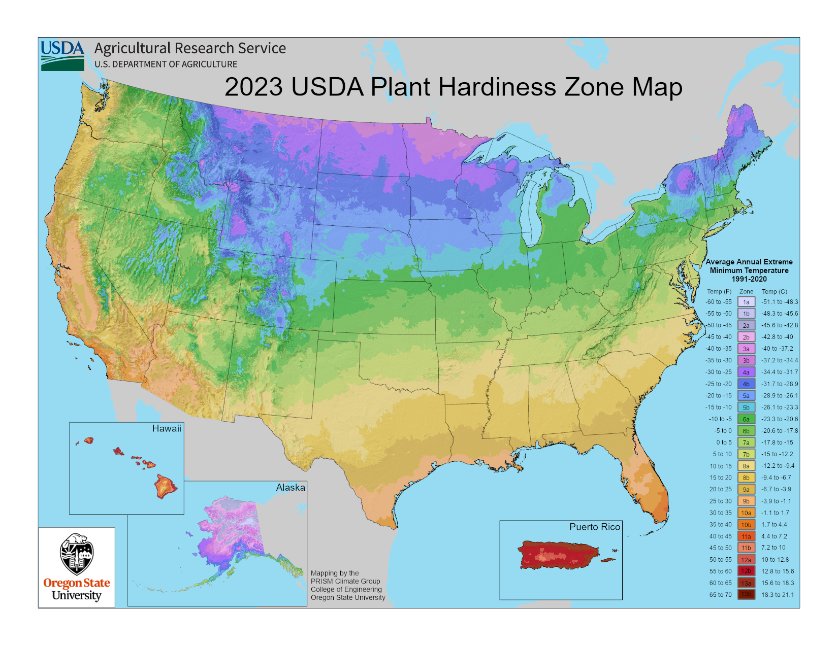 USDA Plant Hardiness Zone Map