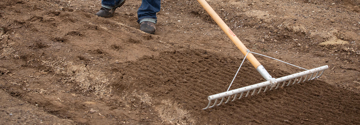 Bed preparation rake being used