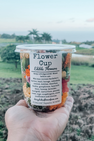 cup of edible flowers