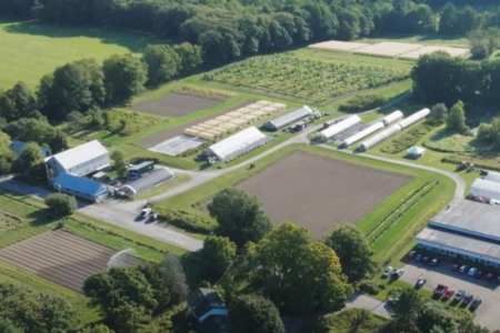 aerial view of the Johnny's Research Farm