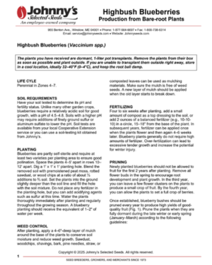 highbush blueberry production tech sheet